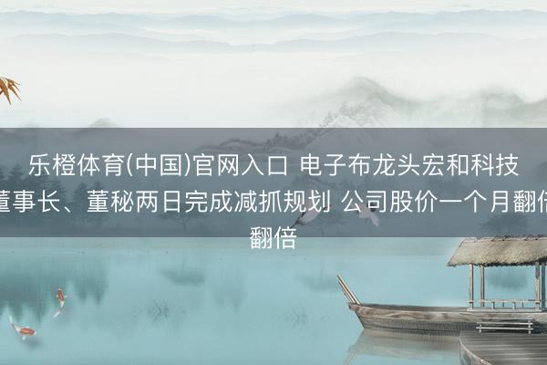 乐橙体育(中国)官网入口 电子布龙头宏和科技董事长、董秘两日完成减抓规划 公司股价一个月翻倍