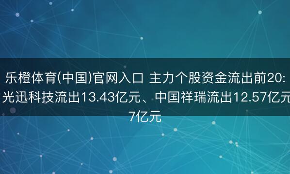 乐橙体育(中国)官网入口 主力个股资金流出前20: 光迅科技流出13.43亿元、中国祥瑞流出12.57亿元
