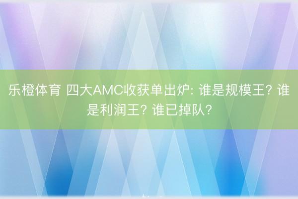 乐橙体育 四大AMC收获单出炉: 谁是规模王? 谁是利润王? 谁已掉队?
