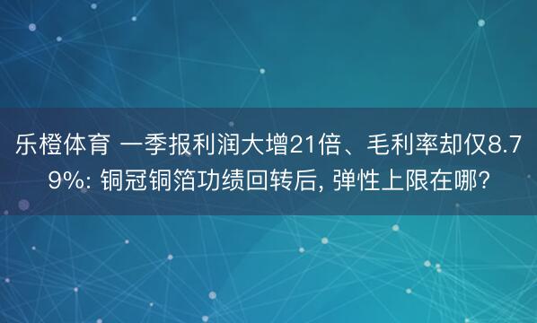 乐橙体育 一季报利润大增21倍、毛利率却仅8.79%: 铜冠铜箔功绩回转后， 弹性上限在哪?
