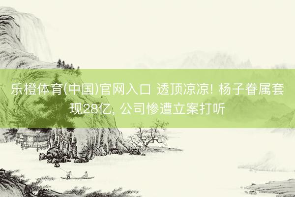 乐橙体育(中国)官网入口 透顶凉凉! 杨子眷属套现28亿， 公司惨遭立案打听