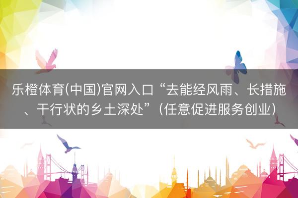乐橙体育(中国)官网入口 “去能经风雨、长措施、干行状的乡土深处”（任意促进服务创业）