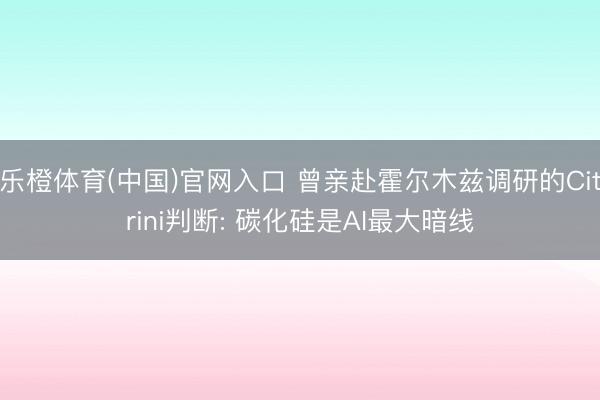 乐橙体育(中国)官网入口 曾亲赴霍尔木兹调研的Citrini判断: 碳化硅是AI最大暗线