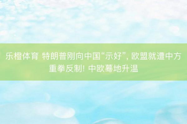乐橙体育 特朗普刚向中国“示好”, 欧盟就遭中方重拳反制! 中欧蓦地升温