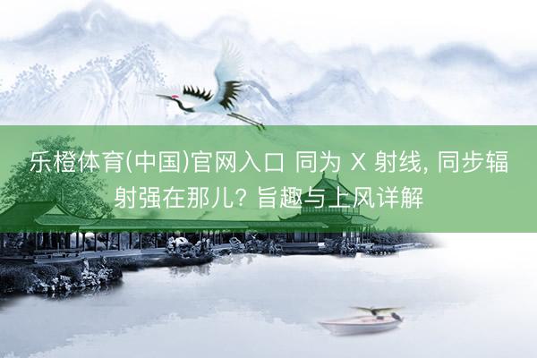 乐橙体育(中国)官网入口 同为 X 射线， 同步辐射强在那儿? 旨趣与上风详解