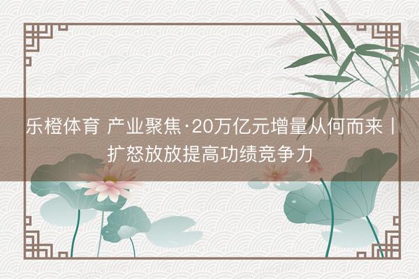 乐橙体育 产业聚焦·20万亿元增量从何而来丨扩怒放放提高功绩竞争力
