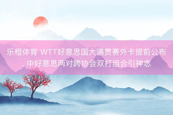 乐橙体育 WTT好意思国大满贯赛外卡提前公布， 中好意思两对跨协会双打组合引神志